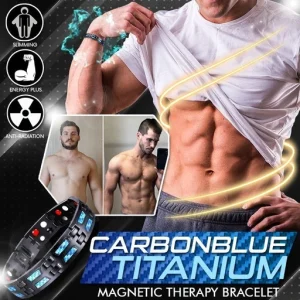 Carbon Blue Titanium Magnetic Therapy Bracelet