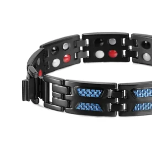 Carbon Blue Titanium Magnetic Therapy Bracelet