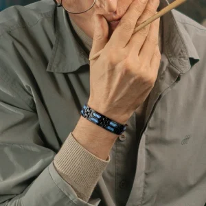 Carbon Blue Titanium Magnetic Therapy Bracelet