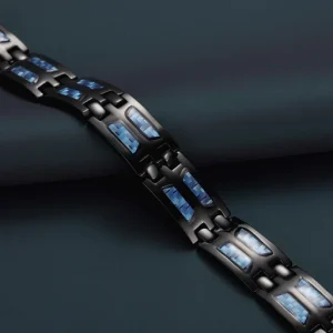 Carbon Blue Titanium Magnetic Therapy Bracelet