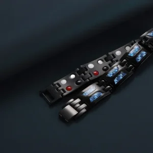 Carbon Blue Titanium Magnetic Therapy Bracelet