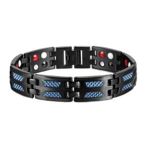Carbon Blue Titanium Magnetic Therapy Bracelet